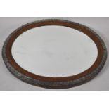 An Edwardian Oval Wall Mirror with Moulded Decorated Frame, 72x57cm Overall