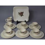 A Wedgwood Briar Rose Tea set comprising Six Cups, Milk Jug, Six Saucers, Six Side Plates and a Cake