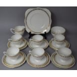 A Gilt and White Pattern Teaset to Comprise Six Cups, Milk, Sugar, Five Saucers, Six Side Plates and