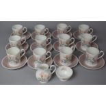 A Ridgeway Ophelia Pattern Coffee Set comprising Twelve Cans, Milk, Sugar Bowl and Twelve Saucers