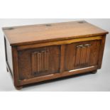 A Mid 20th Century Oak Linen Fold Lift Top Coffer Chest, 90cm wide