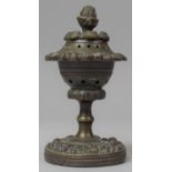 A Small Continental Vase Shaped Censer with Flame Finial to Lid, 11.5cm high