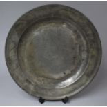 A Circular Pewter Plate, AF, 38cm Diameter