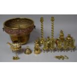 A Collection of Various Brass and Copper Wares to comprise Brass Candlesticks, Brass and Copper