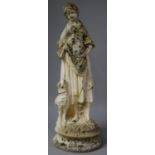 A Reconstituted Stone Garden Figure of Maiden with Dog, 60cm high