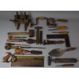 A Collection of Antique and Vintage Wooden Handled Workshop Tools, Chisels, Moulding Plane etc