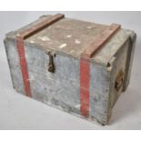 A Vintage Wooden Ammunition Box with Metal Carrying Handles, 60cm wide