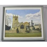 A Framed Oil on Board Depicting Church Signed R Dare - 65, 49x40cm