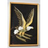 A Framed Mixed Media Collage Depicting Eagle with Wings Outstretched, 29x43cm