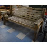 A Mid 20th Century Wooden Garden Bench, In Need of Some Restoration, Replacement of Slats etc, 190cm