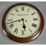 A Circular School Clock, the White Enamel Dial Inscribed "Thomas Price, Clun", 38cm Diameter