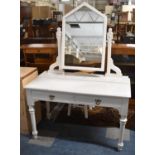 A Late Victorian White Painted Gothic Revival Influenced Dressing Table with Brass Drop Handles
