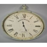 A Reproduction Metal Framed Oval Wall Clock with Battery Movement, 46cm wide