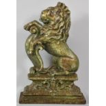 A Late 19th Century Cast Iron Door Stop In the Form of a Lion Rampant, 38cm high