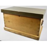 A Small Wooden Two Handled Chest with Painted Hinged Lid, 51cm Wide