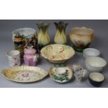 A Collection of Various Ceramics to Comprise Two West German Vases of Floral Form, Various