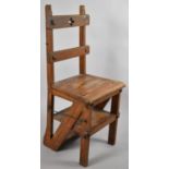 A Late 19th/Early 20th Century Metamorphic Library Chair in the Gothic Style, Pierced Top Rail, 40cm
