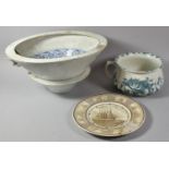 A Late Victorian/Edwardian Chamber Pot, Victorian Transfer Printed Toilet Bowl and a Wedgwood