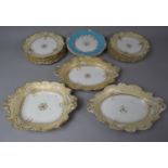 A 19th Century Cream and Gilt Fruit Set to comprise Three Serving Plates and Ten Plates together