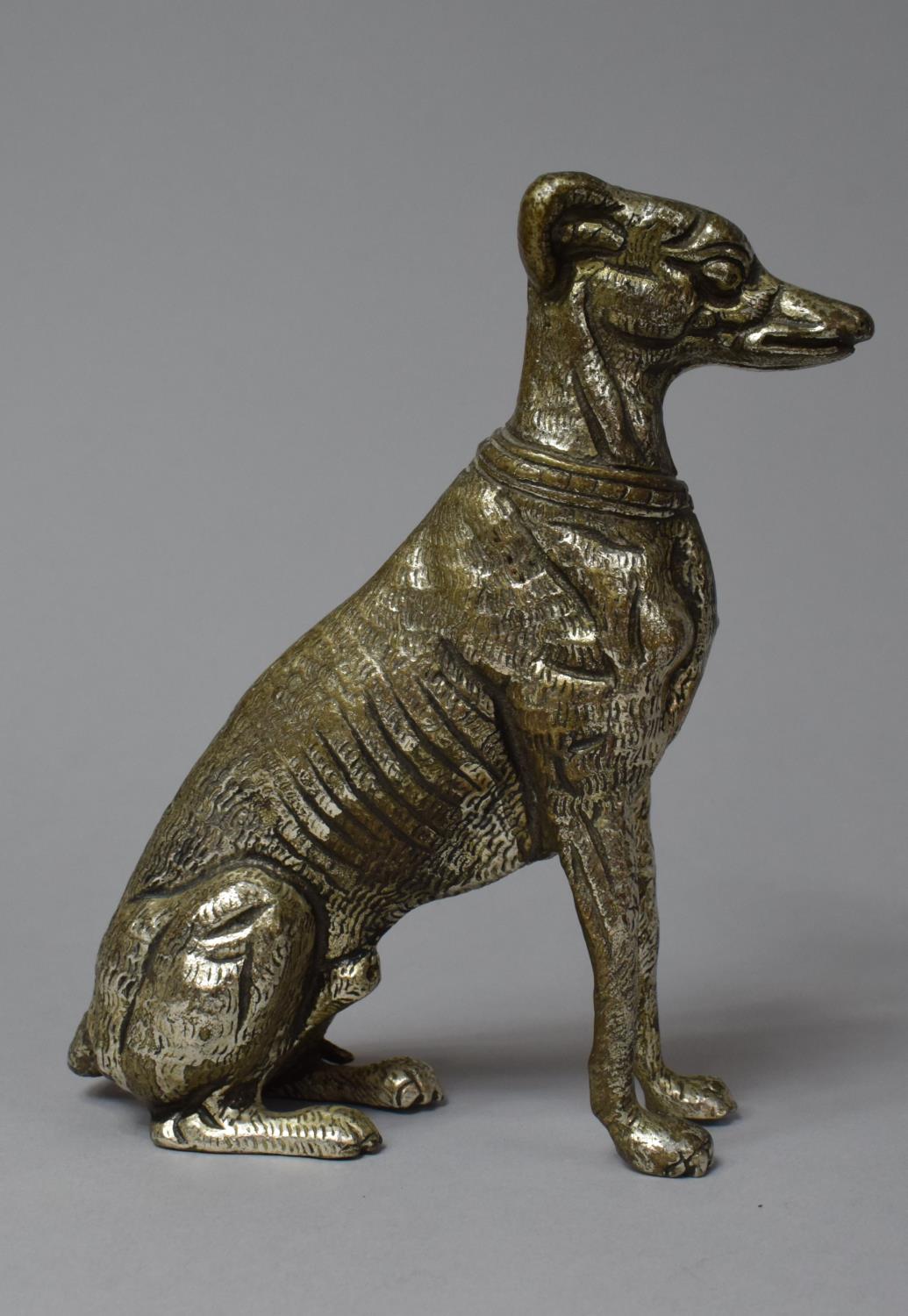 A Mid 20th Century Silver Plated Study of a Seated Greyhound, 15cm high - Bild 2 aus 2