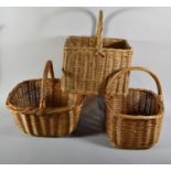 Three Wicker Shopping Baskets