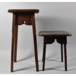 Two Small Oak Square Topped Jardiniere Stands, Tallest 45.5cm High