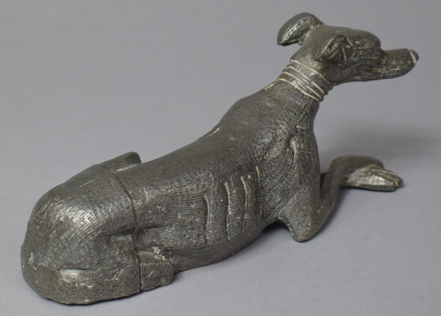 A Mid 20th Century Novelty Continental Aluminum Spill Holder in the Form of a Reclining Greyhound - Bild 2 aus 4