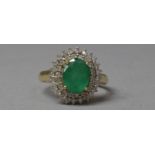 A 9ct Gold Nova Era Emerald and Diamond Dress Ring, Size N