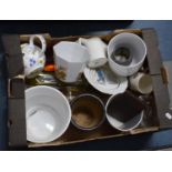 A Box of China and Glass to Include Teapot etc