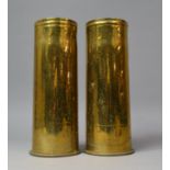 A Pair of WWI Brass Trench Art Shells, Souvenir of Ypers and Souvenir of Mt Kemmel Dated 1915 and