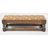 A Mid 20th Century Oak Framed Duet Footstool with Tapestry Top, 91cm wide