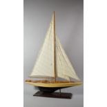 A Late 20th Century Model of a Sailing Yacht on Mahogany Rectangular Plinth, 62cm Long