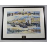 A Framed Limited Edition Military Print, Review of the Royal House of Artillery by HM The Queen,