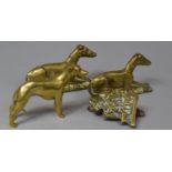 A Collection of Brasswares to Include Pair of Reclining Greyhound Fireside Ornaments and a