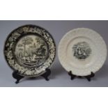 A Lindner & Co. Stone China Transfer Printed Plate and a 19th Century Transfer Plate, The Favorite