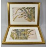 A Pair of Modern Oriental Botanical Prints, Each 36x24cm