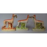 A Collection of Three Large Staffordshire Flatbacks, Greyhounds by Tree Stumps with Hares in