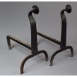 A Pair of Wrought Iron Fire Dogs, 45cm high