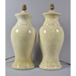 A Pair of Ceramic Vase Shaped Table Lamps, One Shade, 42cm high