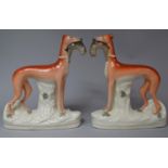 A Pair of Large Late 19th/Early 20th Century Staffordshire Flatbacks, Greyhounds with Hares (Some