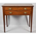 A Late 19th/Early 20th Century Two Drawer Side Table with Label for White & Co., Torquay on Square