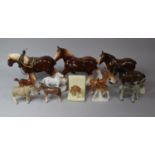 A Collection of Various Shire Horse and Other Animal Ornaments