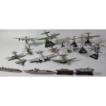 A Collection of Various Diecast Models of WWII Aircraft, Ships etc