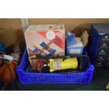 A Box of Tools to Include G Clamps, Joint Maker, Foot Pump, Sanding Sheets etc