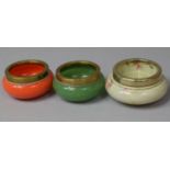 A Collection of Three Silver Plate Mounted Miniature Glass Bowls, 6cm Diameter