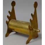 A Brass Trench Art Combination Pen Rest and Money Box, 15cm High