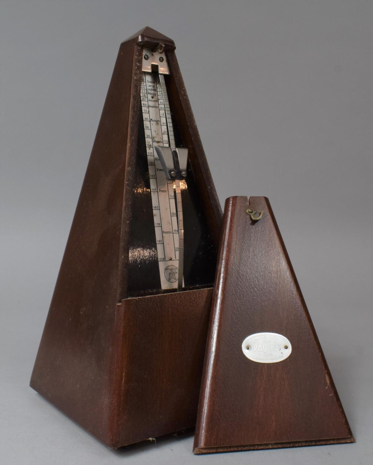 A Mid 20th Century Maelzel Paquet Metronome in Mahogany Case