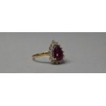 A 9ct Yellow Gold African Ruby and Cambodian White Zircon Dress Ring, Size M
