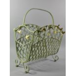 A Modern Wrought Iron Painted Magazine Rack of Basket Form, 40cm wide