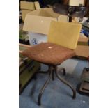 A Vintage Metal Framed Swivel Industrial Chair for Restoration